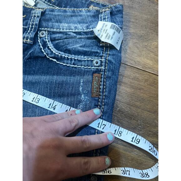 Women's Silver Pioneer Boot Cut 90's Jeans Size 26 NWT Thick Stitch Flap Pocket - Picture 7 of 14